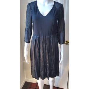 DKNY Dress Silk Pleated Skirt Sheer Top LBD Wedding Guest Cocktail Party Date